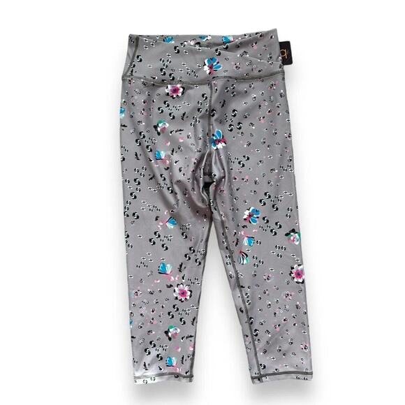 Becco LA Floral Crop Leggings, Taupe, Large - Picture 2 of 5